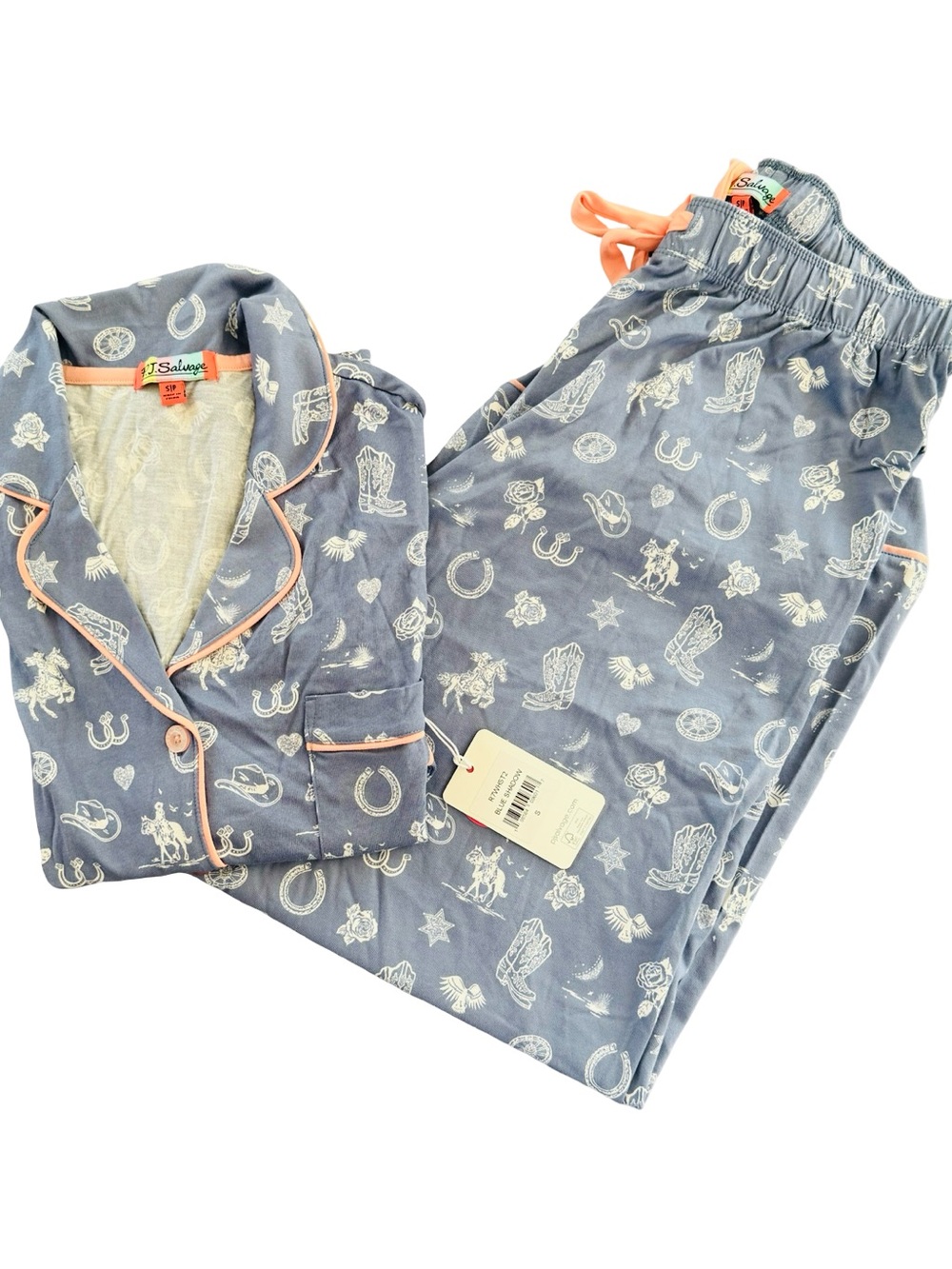 P.J. Salvage Whimsy Lone Star Love Cropped Western Pajama Set NWT Size S - Picture 4 of 7